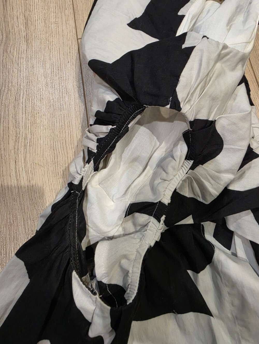 Abercrombie & Fitch One Shoulder Black White Midi Dress MP - Picture 6 of 8